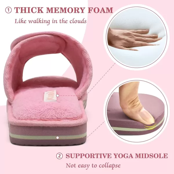 KuaiLu Slippers for Women Open Toe Ladies Slippers with Comfort Plantar Fasciitis Memory Foam Adjustable Wide Fit Diabetic Slides Slippers Indoor/Outdoor Non-Skid Sole Size 5-12