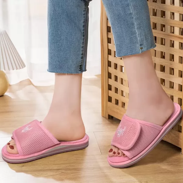KuaiLu Slippers for Women Open Toe Ladies Slippers with Comfort Plantar Fasciitis Memory Foam Adjustable Wide Fit Diabetic Slides Slippers Indoor/Outdoor Non-Skid Sole Size 5-12