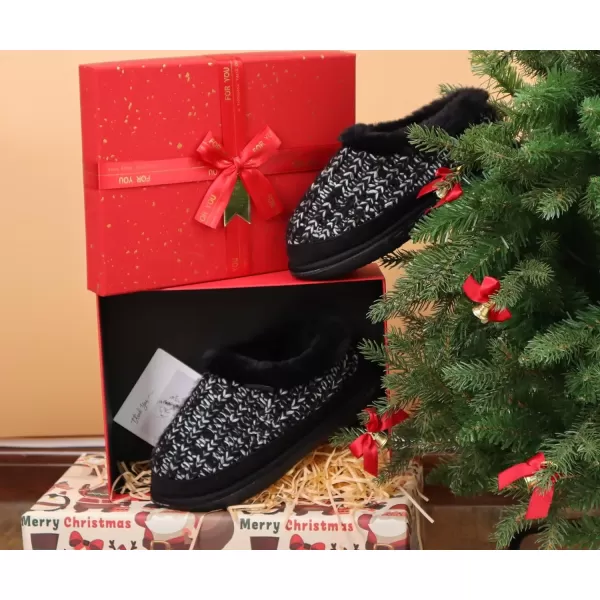 KuaiLu Womens Cozy Memory Foam Slippers, Ladies Plaid House Slippers, Comfy Arch Support Bedroom Slippers, Slip on Warm Fuzzy Lined Winter Home Shoes with Non-slip Indoor Outdoor Hard Rubber Sole)