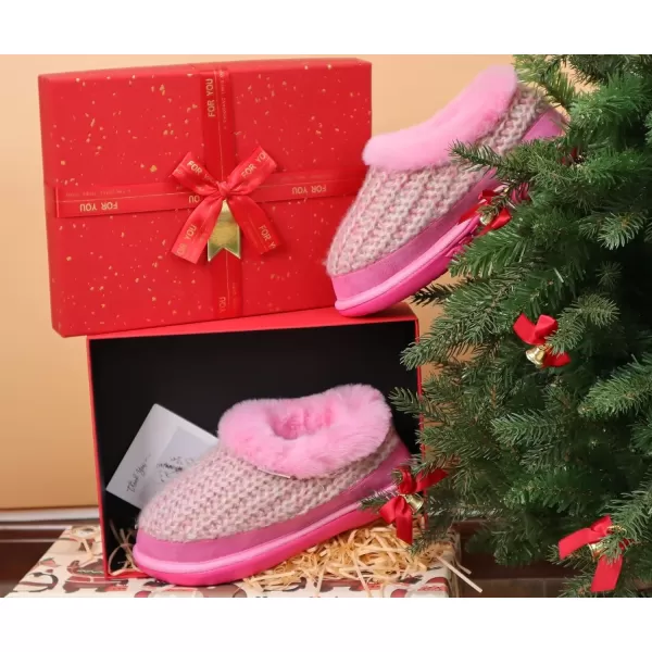 KuaiLu Womens Cozy Memory Foam Slippers, Ladies Plaid House Slippers, Comfy Arch Support Bedroom Slippers, Slip on Warm Fuzzy Lined Winter Home Shoes with Non-slip Indoor Outdoor Hard Rubber Sole)