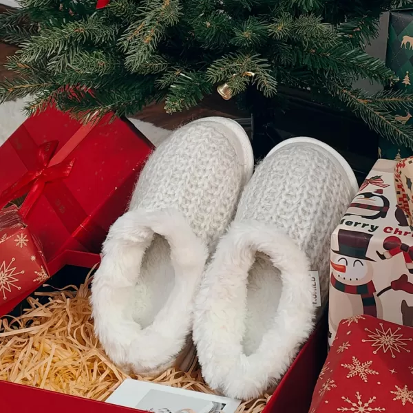KuaiLu Womens Cozy Memory Foam Slippers, Ladies Plaid House Slippers, Comfy Arch Support Bedroom Slippers, Slip on Warm Fuzzy Lined Winter Home Shoes with Non-slip Indoor Outdoor Hard Rubber Sole)