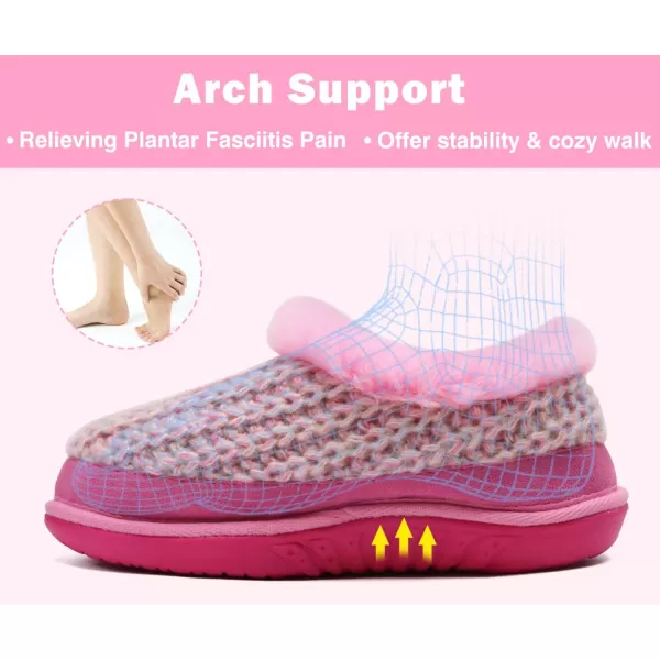 KuaiLu Womens Cozy Memory Foam Slippers, Ladies Plaid House Slippers, Comfy Arch Support Bedroom Slippers, Slip on Warm Fuzzy Lined Winter Home Shoes with Non-slip Indoor Outdoor Hard Rubber Sole)