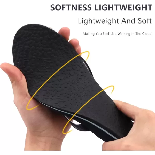 KuaiLu Womens Fashion Flip Flops Ladies Lightweight Summer Beach Yoga Mat Thong Sandals with Comfortable Arch Support