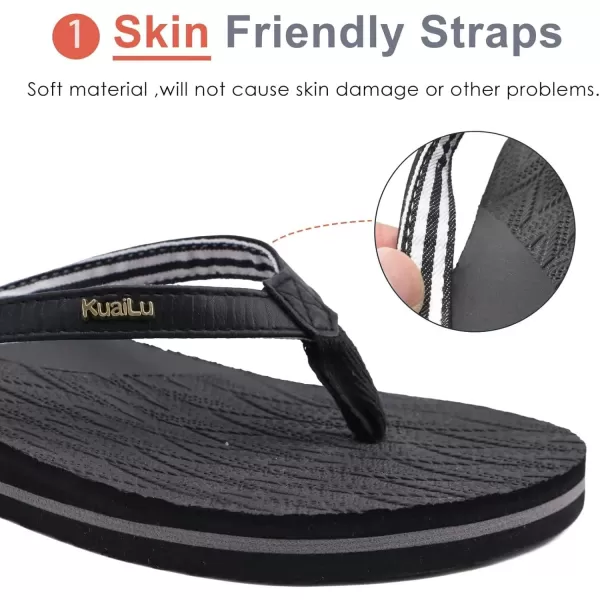 KuaiLu Womens Fashion Flip Flops Ladies Lightweight Summer Beach Yoga Mat Thong Sandals with Comfortable Arch Support