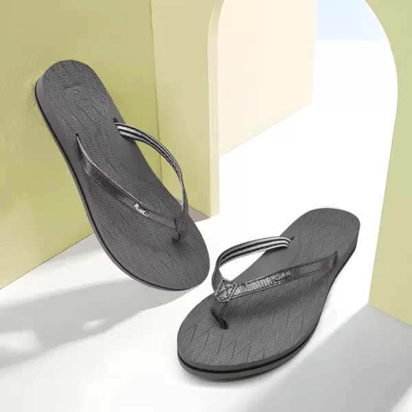 KuaiLu Womens Fashion Flip Flops Ladies Lightweight Summer Beach Yoga Mat Thong Sandals with Comfortable Arch Support