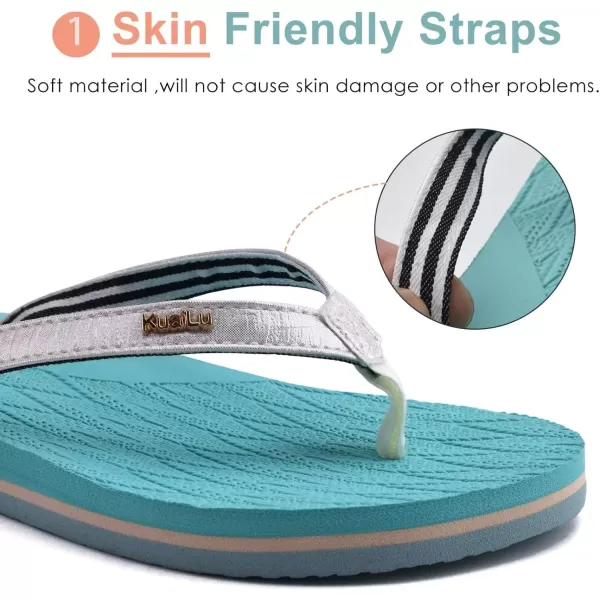 KuaiLu Womens Fashion Flip Flops Ladies Lightweight Summer Beach Yoga Mat Thong Sandals with Comfortable Arch Support
