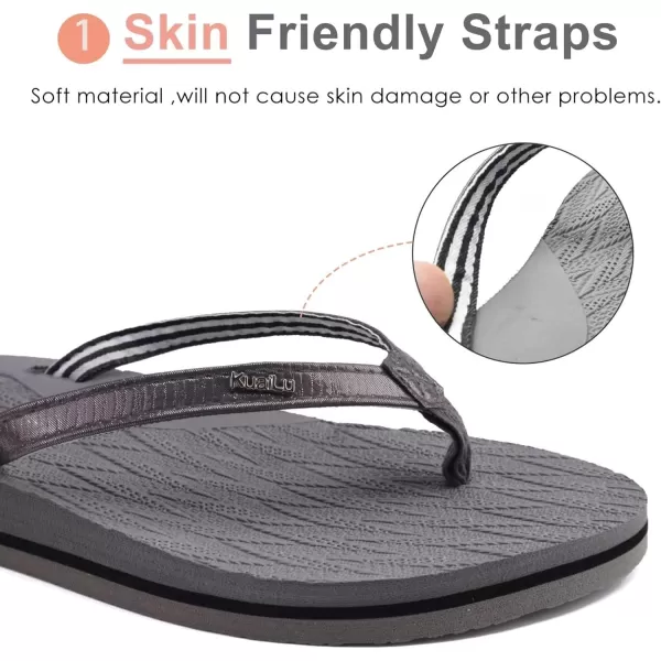KuaiLu Womens Fashion Flip Flops Ladies Lightweight Summer Beach Yoga Mat Thong Sandals with Comfortable Arch Support