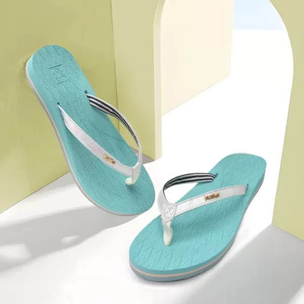 KuaiLu Womens Fashion Flip Flops Ladies Lightweight Summer Beach Yoga Mat Thong Sandals with Comfortable Arch Support