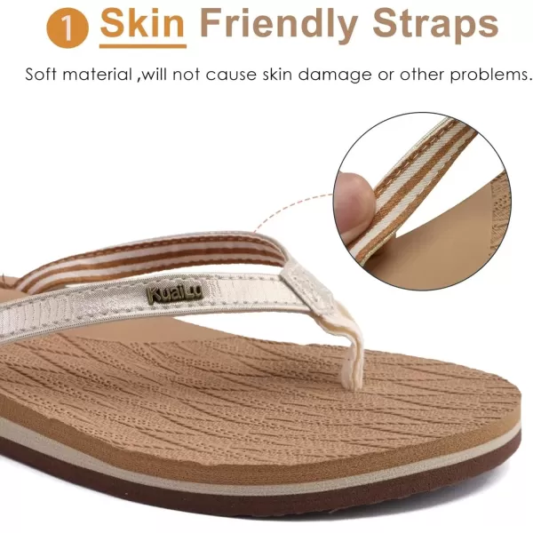 KuaiLu Womens Fashion Flip Flops Ladies Lightweight Summer Beach Yoga Mat Thong Sandals with Comfortable Arch Support