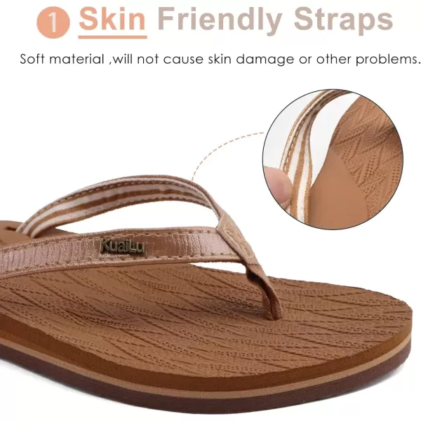 KuaiLu Womens Fashion Flip Flops Ladies Lightweight Summer Beach Yoga Mat Thong Sandals with Comfortable Arch Support