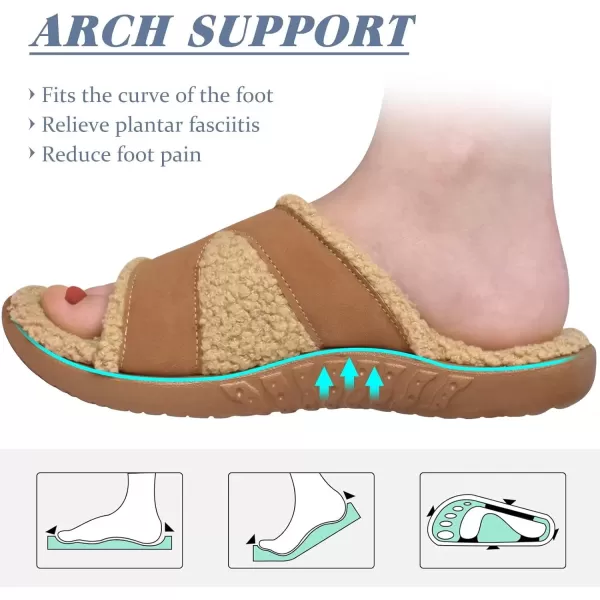 KuaiLu Womens Fashion Orthotic Slides Ladies Lightweight Athletic Yoga Mat Sandals Slip On Thick Cushion Slippers Sandals With Comfortable Plantar Fasciitis Arch Support