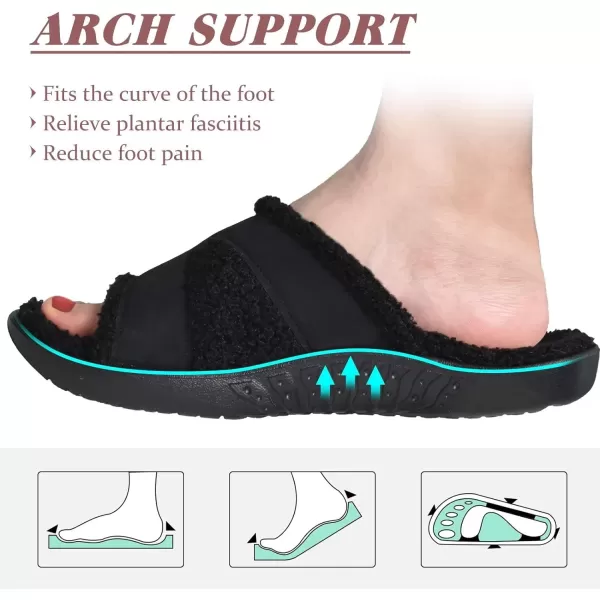 KuaiLu Womens Fashion Orthotic Slides Ladies Lightweight Athletic Yoga Mat Sandals Slip On Thick Cushion Slippers Sandals With Comfortable Plantar Fasciitis Arch Support