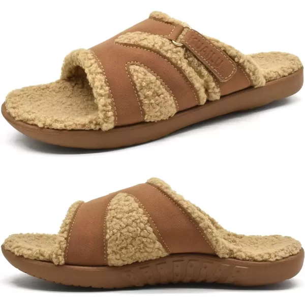 KuaiLu Womens Fashion Orthotic Slides Ladies Lightweight Athletic Yoga Mat Sandals Slip On Thick Cushion Slippers Sandals With Comfortable Plantar Fasciitis Arch Support