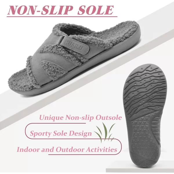 KuaiLu Womens Fashion Orthotic Slides Ladies Lightweight Athletic Yoga Mat Sandals Slip On Thick Cushion Slippers Sandals With Comfortable Plantar Fasciitis Arch Support
