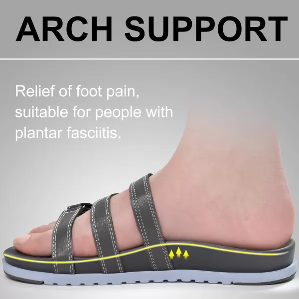 KuaiLu Womens Orthotic Slides Comfort Plantar Fasciitis Arch Support Slip on Sandals Ladies Soft Cushion Lightweight Fashion Flat Sandals with Adjustable Straps