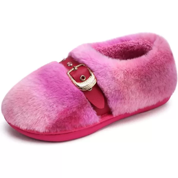 KuaiLu Fuzzy Memory Foam Slipper for Women Soft Plush Sherpa Fleece Warm Lining ladies Cozy House Arch Support Slippers Lightweight Slip on Indoor/Outdoor Sole Size 5-11)