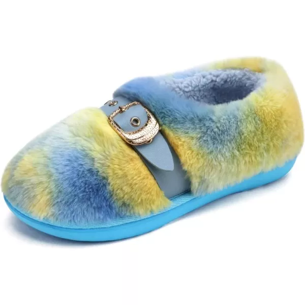KuaiLu Fuzzy Memory Foam Slipper for Women Soft Plush Sherpa Fleece Warm Lining ladies Cozy House Arch Support Slippers Lightweight Slip on Indoor/Outdoor Sole Size 5-11)