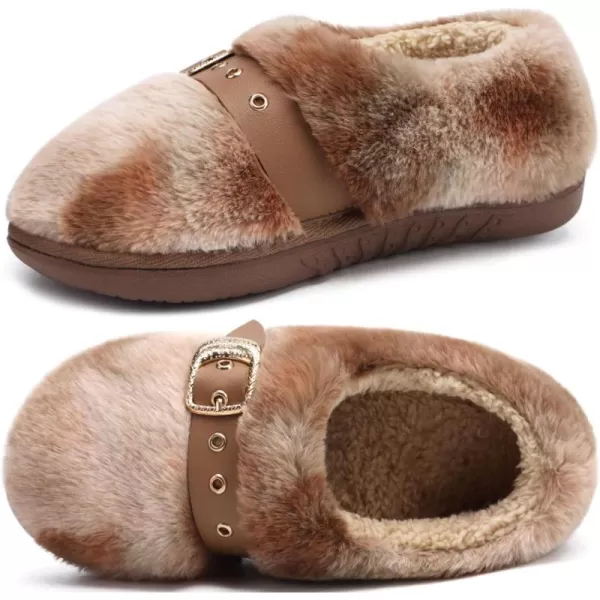 KuaiLu Fuzzy Memory Foam Slipper for Women Soft Plush Sherpa Fleece Warm Lining ladies Cozy House Arch Support Slippers Lightweight Slip on Indoor/Outdoor Sole Size 5-11)