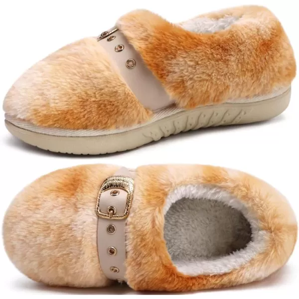 KuaiLu Fuzzy Memory Foam Slipper for Women Soft Plush Sherpa Fleece Warm Lining ladies Cozy House Arch Support Slippers Lightweight Slip on Indoor/Outdoor Sole Size 5-11)