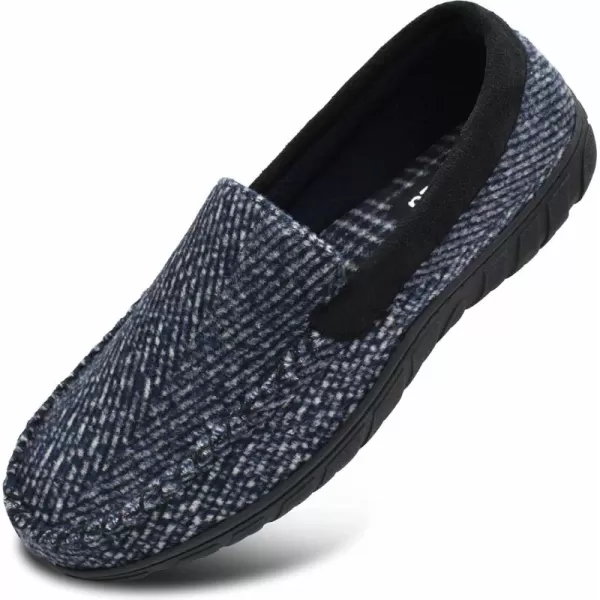 KuaiLu Mens-Comfort-Moccasin-Slip-on-Suede-House-Slippers-Memory foam-Casual-Loafers-Shoes with Arch Support