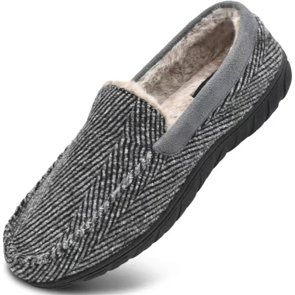KuaiLu Mens-Comfort-Moccasin-Slip-on-Suede-House-Slippers-Memory foam-Casual-Loafers-Shoes with Arch Support