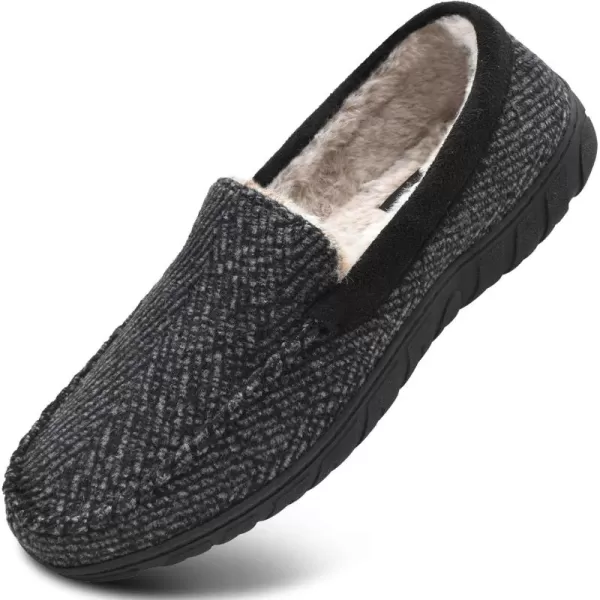 KuaiLu Mens-Comfort-Moccasin-Slip-on-Suede-House-Slippers-Memory foam-Casual-Loafers-Shoes with Arch Support