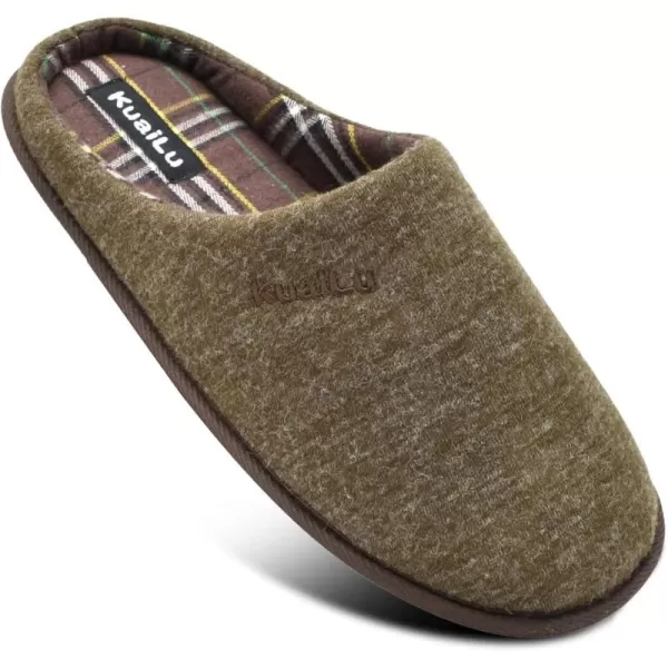 KuaiLu Mens-Comfort-Moccasin-Slip-on-Suede-House-Slippers-Memory foam-Casual-Loafers-Shoes with Arch Support