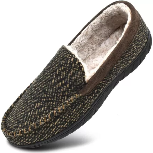 KuaiLu Mens-Comfort-Moccasin-Slip-on-Suede-House-Slippers-Memory foam-Casual-Loafers-Shoes with Arch Support