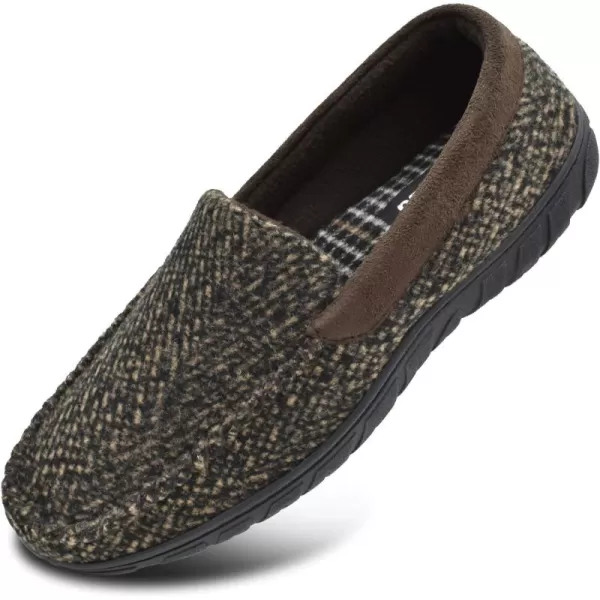 KuaiLu Mens-Comfort-Moccasin-Slip-on-Suede-House-Slippers-Memory foam-Casual-Loafers-Shoes with Arch Support