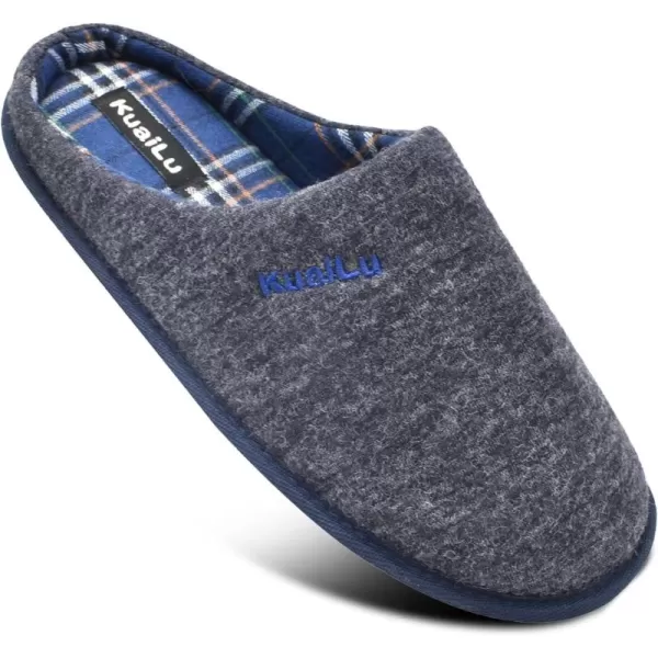 KuaiLu Mens-Comfort-Moccasin-Slip-on-Suede-House-Slippers-Memory foam-Casual-Loafers-Shoes with Arch Support