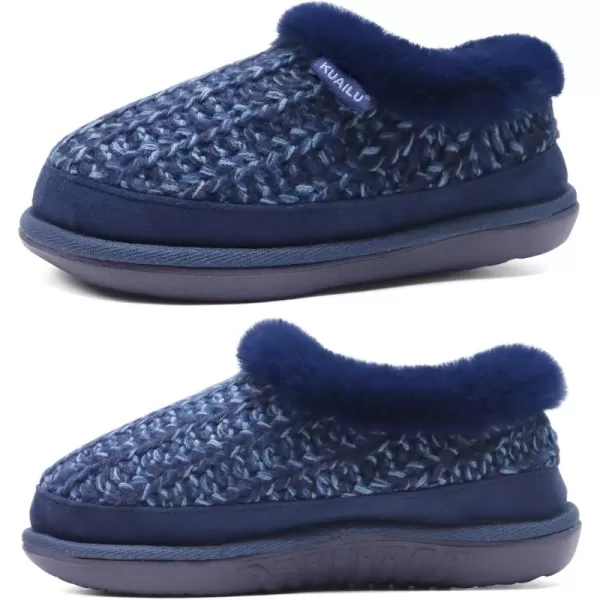 KuaiLu Womens Cozy Memory Foam Slippers, Ladies Plaid House Slippers, Comfy Arch Support Bedroom Slippers, Slip on Warm Fuzzy Lined Winter Home Shoes with Non-slip Indoor Outdoor Hard Rubber Sole)