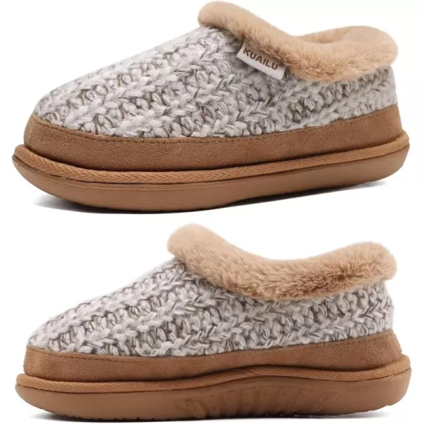 KuaiLu Womens Cozy Memory Foam Slippers, Ladies Plaid House Slippers, Comfy Arch Support Bedroom Slippers, Slip on Warm Fuzzy Lined Winter Home Shoes with Non-slip Indoor Outdoor Hard Rubber Sole)