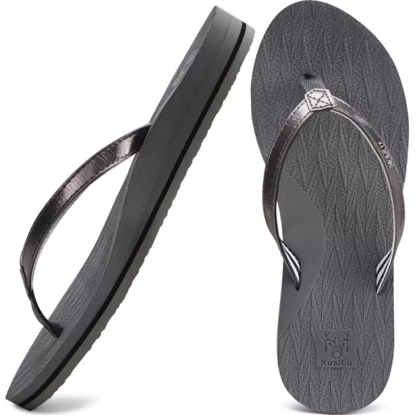 KuaiLu Womens Fashion Flip Flops Ladies Lightweight Summer Beach Yoga Mat Thong Sandals with Comfortable Arch Support