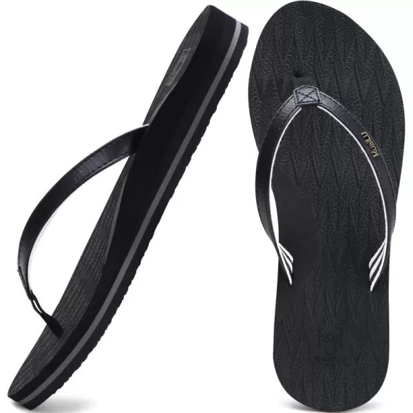 KuaiLu Womens Fashion Flip Flops Ladies Lightweight Summer Beach Yoga Mat Thong Sandals with Comfortable Arch Support