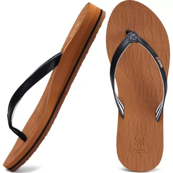 KuaiLu Womens Fashion Flip Flops Ladies Lightweight Summer Beach Yoga Mat Thong Sandals with Comfortable Arch Support