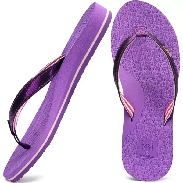 KuaiLu Womens Fashion Flip Flops Ladies Lightweight Summer Beach Yoga Mat Thong Sandals with Comfortable Arch Support