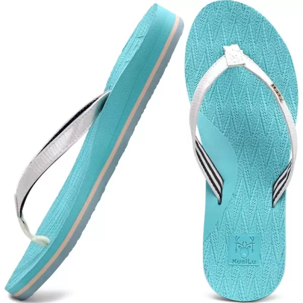 KuaiLu Womens Fashion Flip Flops Ladies Lightweight Summer Beach Yoga Mat Thong Sandals with Comfortable Arch Support