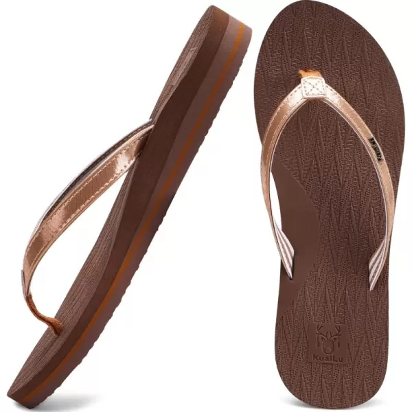 KuaiLu Womens Fashion Flip Flops Ladies Lightweight Summer Beach Yoga Mat Thong Sandals with Comfortable Arch Support