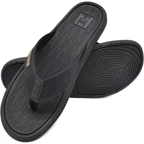 KuaiLu Mens Flip Flops Arch Support Comfortable Waterproof Open Toe Summer Beach Leather Thong Sandals Cushion Slip on Slippers