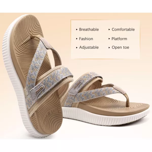 KuaiLu Womens Orthopedic Flip Flops With Arch Support Adjustable Thick Athletic Cushion Recovery Walking Sandals For Woman Ladies Fashion Comfortable Flip-Flop Slides, Water Resistant &amp; Lightweight