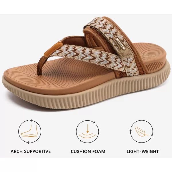 KuaiLu Womens Orthopedic Flip Flops With Arch Support Adjustable Thick Athletic Cushion Recovery Walking Sandals For Woman Ladies Fashion Comfortable Flip-Flop Slides, Water Resistant &amp; Lightweight