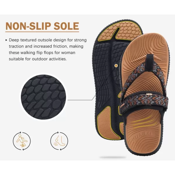 KuaiLu Womens Orthopedic Flip Flops With Arch Support Adjustable Thick Athletic Cushion Recovery Walking Sandals For Woman Ladies Fashion Comfortable Flip-Flop Slides, Water Resistant &amp; Lightweight