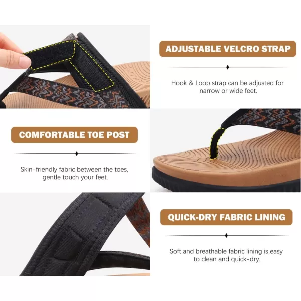 KuaiLu Womens Orthopedic Flip Flops With Arch Support Adjustable Thick Athletic Cushion Recovery Walking Sandals For Woman Ladies Fashion Comfortable Flip-Flop Slides, Water Resistant &amp; Lightweight