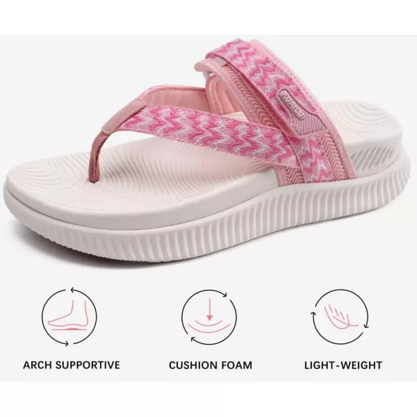 KuaiLu Womens Orthopedic Flip Flops With Arch Support Adjustable Thick Athletic Cushion Recovery Walking Sandals For Woman Ladies Fashion Comfortable Flip-Flop Slides, Water Resistant &amp; Lightweight