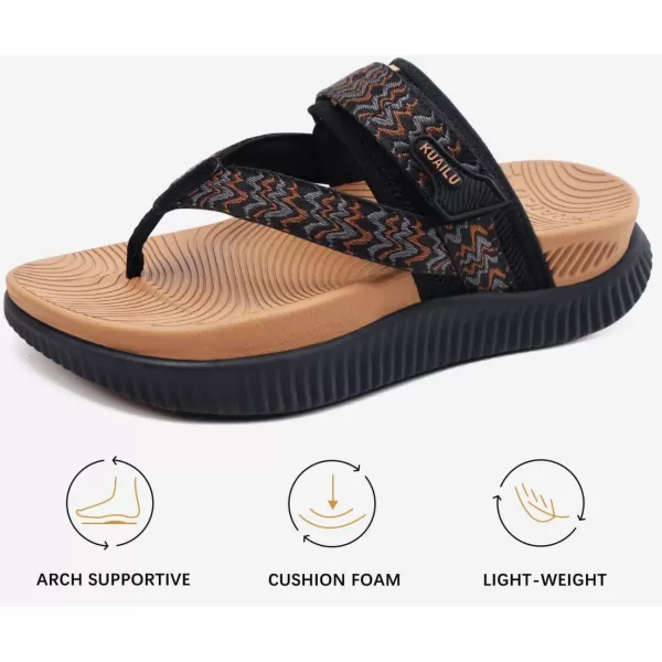 KuaiLu Womens Orthopedic Flip Flops With Arch Support Adjustable Thick Athletic Cushion Recovery Walking Sandals For Woman Ladies Fashion Comfortable Flip-Flop Slides, Water Resistant &amp; Lightweight