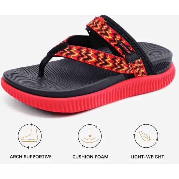 KuaiLu Womens Orthopedic Flip Flops With Arch Support Adjustable Thick Athletic Cushion Recovery Walking Sandals For Woman Ladies Fashion Comfortable Flip-Flop Slides, Water Resistant &amp; Lightweight