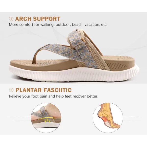 KuaiLu Womens Orthopedic Flip Flops With Arch Support Adjustable Thick Athletic Cushion Recovery Walking Sandals For Woman Ladies Fashion Comfortable Flip-Flop Slides, Water Resistant &amp; Lightweight