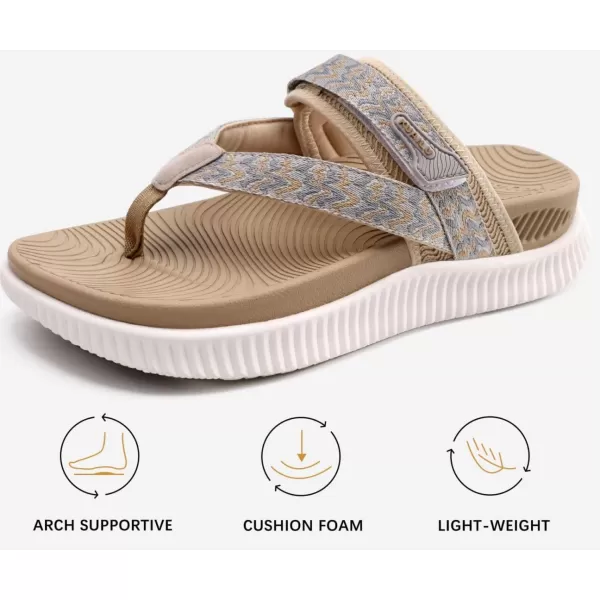 KuaiLu Womens Orthopedic Flip Flops With Arch Support Adjustable Thick Athletic Cushion Recovery Walking Sandals For Woman Ladies Fashion Comfortable Flip-Flop Slides, Water Resistant &amp; Lightweight