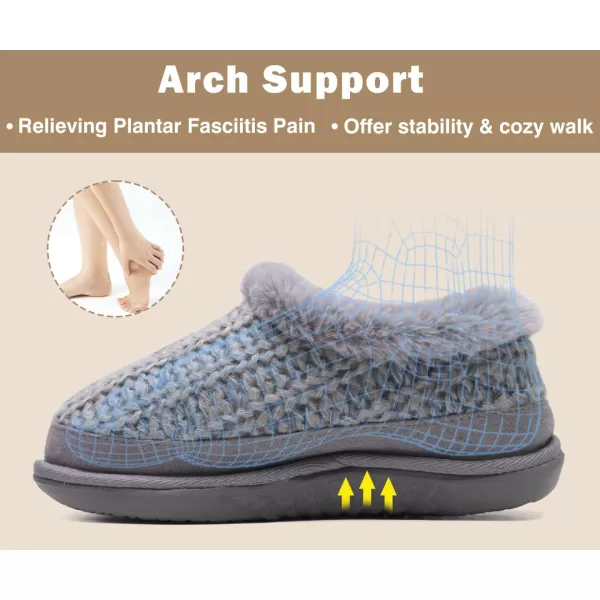 KuaiLu Womens Cozy Memory Foam Slippers, Ladies Plaid House Slippers, Comfy Arch Support Bedroom Slippers, Slip on Warm Fuzzy Lined Winter Home Shoes with Non-slip Indoor Outdoor Hard Rubber Sole)