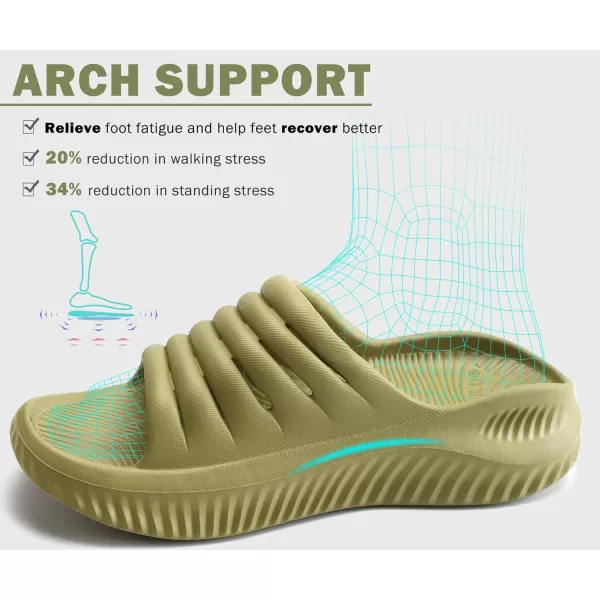 KuaiLu Womens Recovery Sandals With Comfortable Plantar Fasciitis Support,Ladies Orthotic Open Toe Sport Slides Thick Cushion Reduces Stress on Feet,Joints &amp; Back Post-Exercise